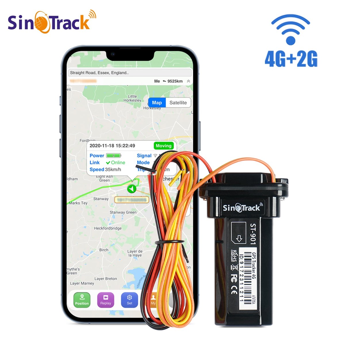Traceur GPS 4G SinoTrack ST-901L étanche pour voiture et moto